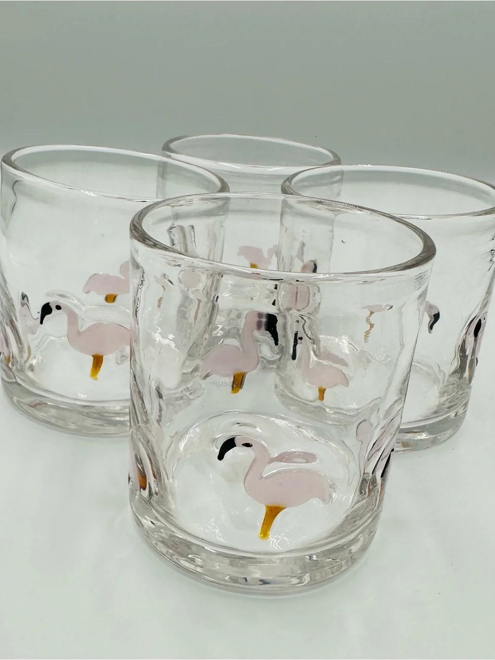 Pink Flamingo Glass Tumbler - Set of 4